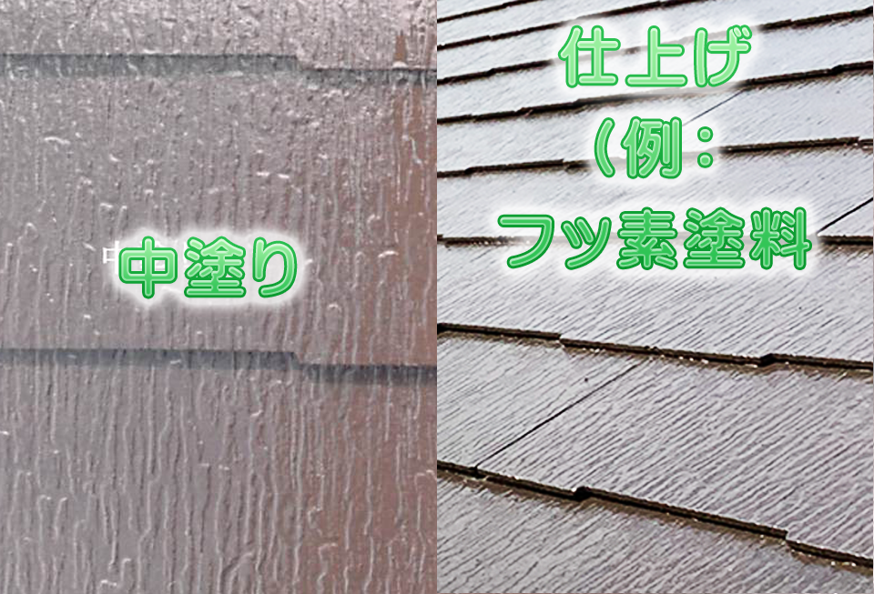 屋根中塗り～仕上げ塗り